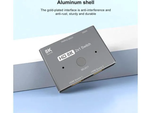 Alt view image 6 of 6 - HDMI-compatible Ultra HD 8K Switch High Speed 48Gbps 2 in 1 out Splitter 8K@60Hz