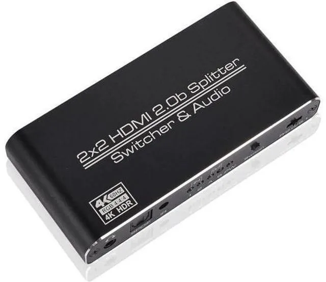 Main image of 4K@60 2 In 2 Out HDMI 2.0 Switcher Splitter 2x 2 HDMI 1x Toslink 1x 3.5mm Jack S
