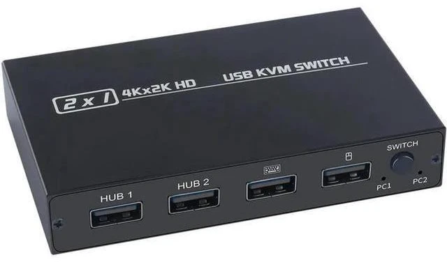 Alt view image 4 of 6 - USB KVM Switch USB 2.0 Switcher HDMI-compatible KVM Switch 2 In 1 Out 4K for 2 P