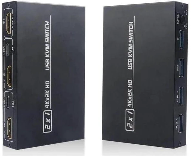 Alt view image 6 of 6 - USB KVM Switch USB 2.0 Switcher HDMI-compatible KVM Switch 2 In 1 Out 4K for 2 P