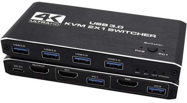 Alt view image 6 of 6 - USB KVM Switch USB 3.0 Switcher HDMI-compatible KVM Switch 2 In 1 Out 4K for 2 P