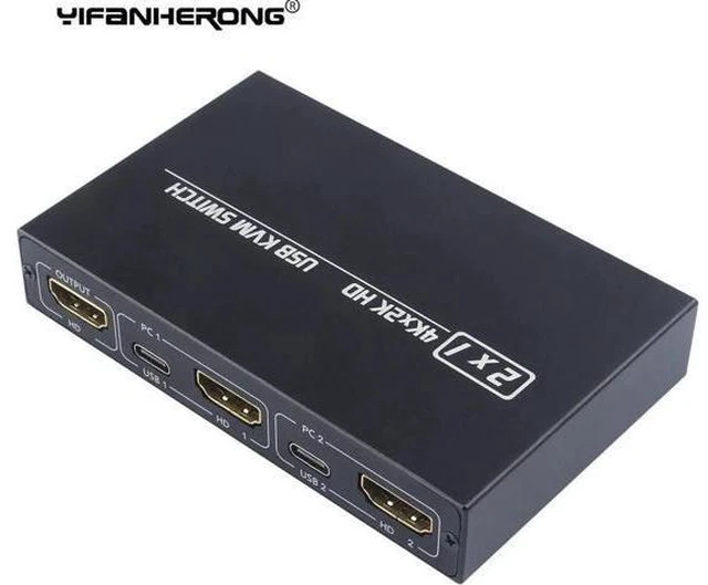 Main image of USB KVM Switch USB 2.0 Switcher HDMI-compatible KVM Switch 2 In 1 Out 4K for 2 P