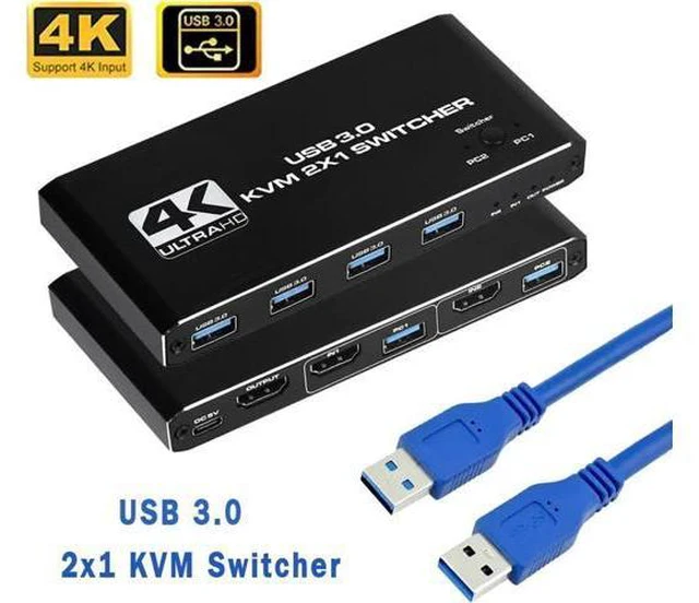 Main image of 4K USB KVM Switch USB 3.0 Switcher HDMI-compatible KVM Switch 2 In 1 Out for 2 P
