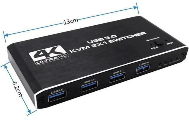 Alt view image 6 of 6 - USB KVM Switch USB 3.0 Switcher HDMI-compatible KVM Switch 2 In 1 Out 4K for 2 P