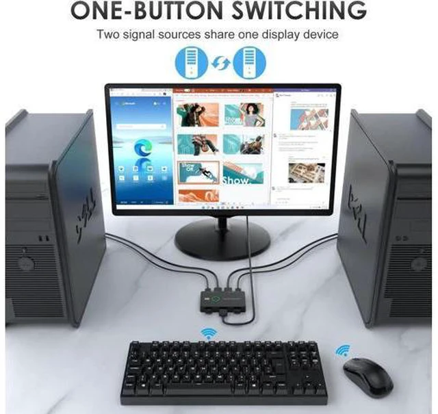 Alt view image 3 of 4 - switch for 2 computers to share keyboard, mouse, printer, high-definition displa
