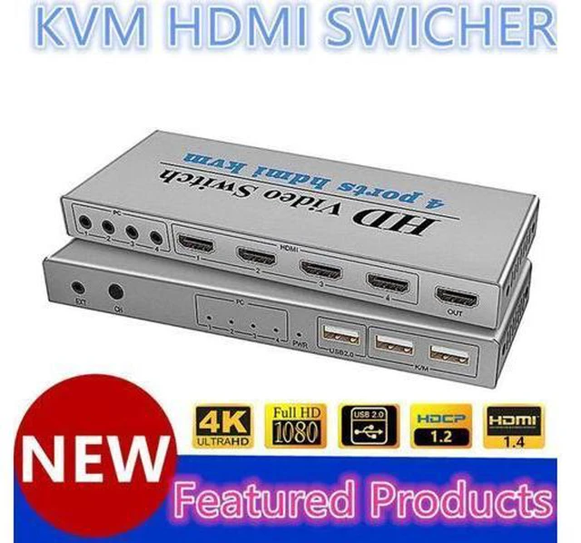 Main image of HDMI Switch 4K USB HDMI KVM Switcher 4 in 1 Out with 3 USB Ports out for Mouse K