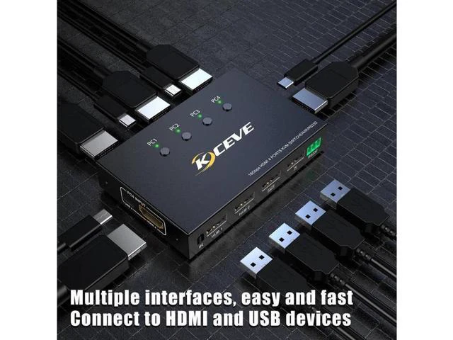 Alt view image 5 of 6 - 4 Ports HDMI 2.0 KVM Switch 4K@60Hz USB HDMI KVM Adaptive EDID/HDCP Decryptionfo