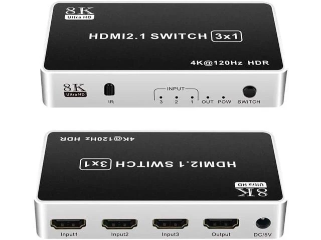 Alt view image 4 of 7 - 3 Ports 8K HDMI Switcher 3 In 1 Out HDMI 2.1 Version 240HZ Ultra-high Refresh Ra