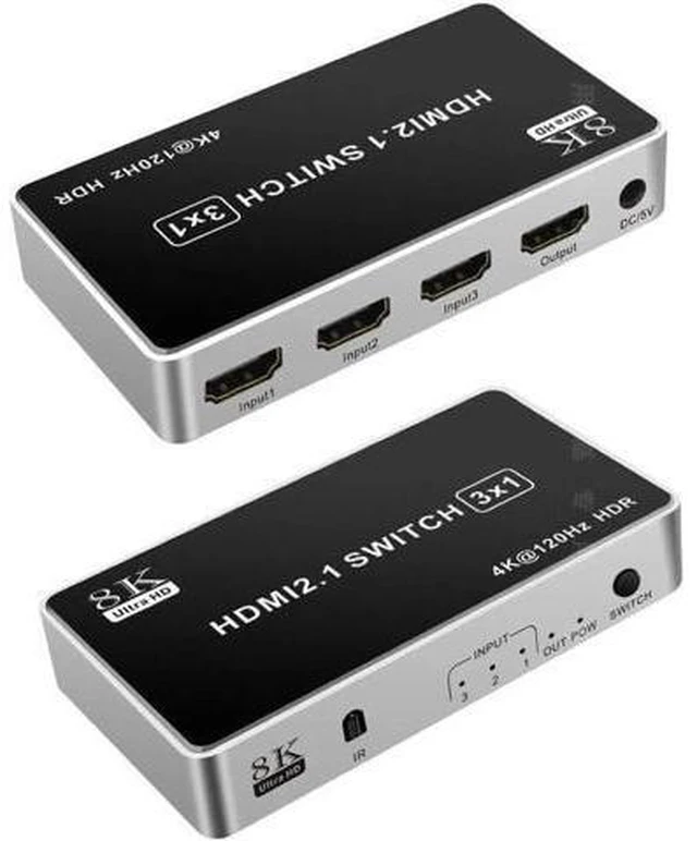 Alt view image 2 of 7 - 3 Ports 8K HDMI Switcher 3 In 1 Out HDMI 2.1 Version 240HZ Ultra-high Refresh Ra