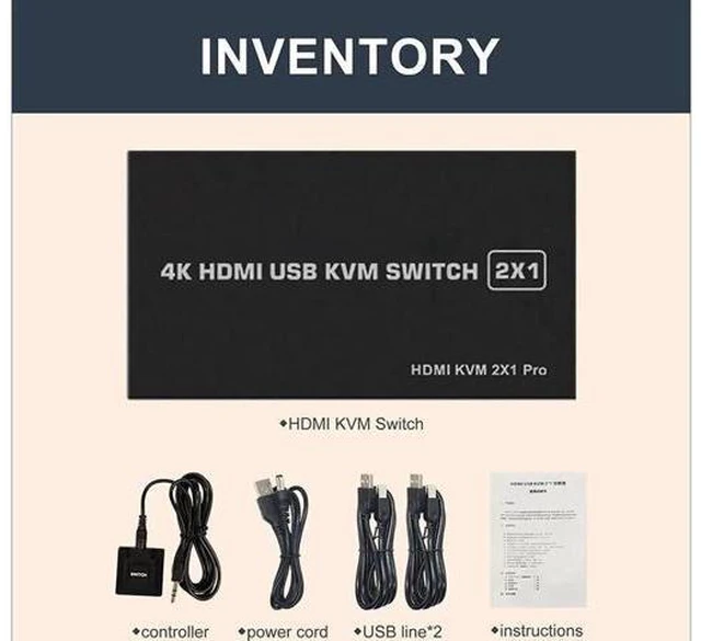 Alt view image 5 of 7 - KVM HDMI USB Switch 2x1, USB Switch 4K HDMI Switcher Box for 2 Computers Share K