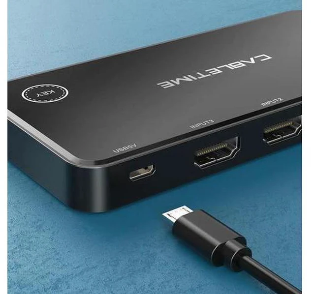 Alt view image 5 of 6 - HDMI Switcher 3 in 1 KVM 4K 60Hz HDR Switch Button No Screen Delay for HD Displa