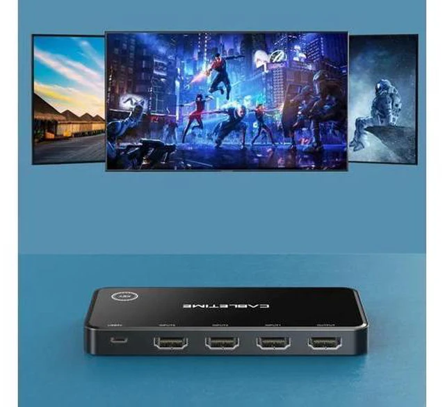 Alt view image 6 of 6 - HDMI Switcher 3 in 1 KVM 4K 60Hz HDR Switch Button No Screen Delay for HD Displa