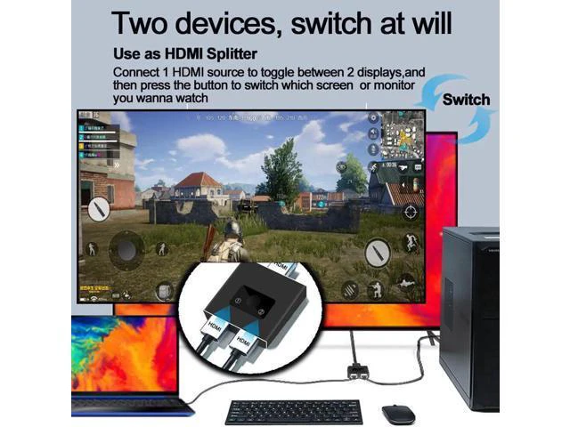 Alt view image 4 of 6 - Switch,HDMI 2.0 Splitter 2 X 1/1 X 2. No External Power Required, Aluminum Alloy