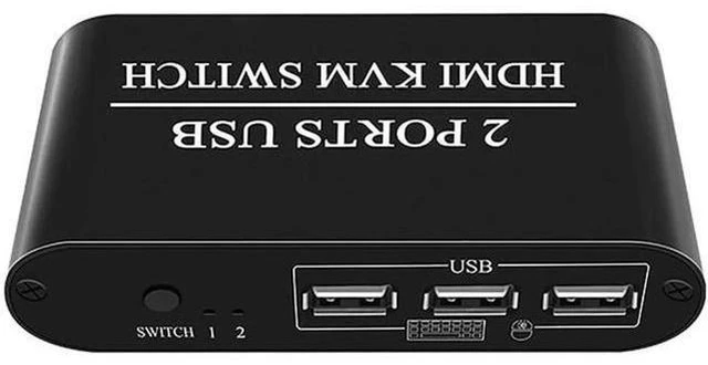 Alt view image 3 of 6 - 4K HDMI KVM Switch 2 In 1 Out 3 USB Port HDMI1.4 KVM Switcher Splitter for Keybo