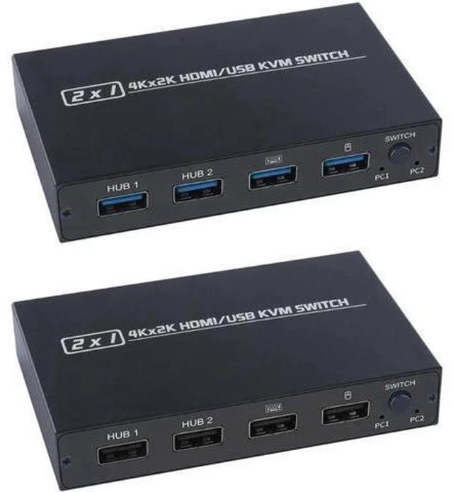 Alt view image 4 of 6 - Switch HDMI-compatible/USB Support 2Kx4K 2 Hosts Share 1 Monitor/Keyboard& Mouse