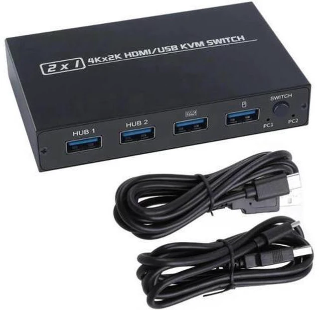 Alt view image 6 of 6 - Switch HDMI-compatible/USB Support 2Kx4K 2 Hosts Share 1 Monitor/Keyboard& Mouse