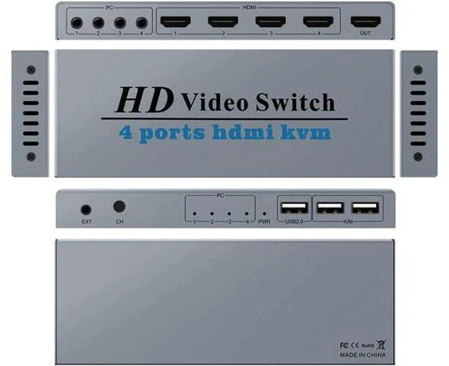 Main image of KVM Switch USB 2.0 Switcher for Printer Monitor Keyboard Mouse 4 PCs Sharing 1 D