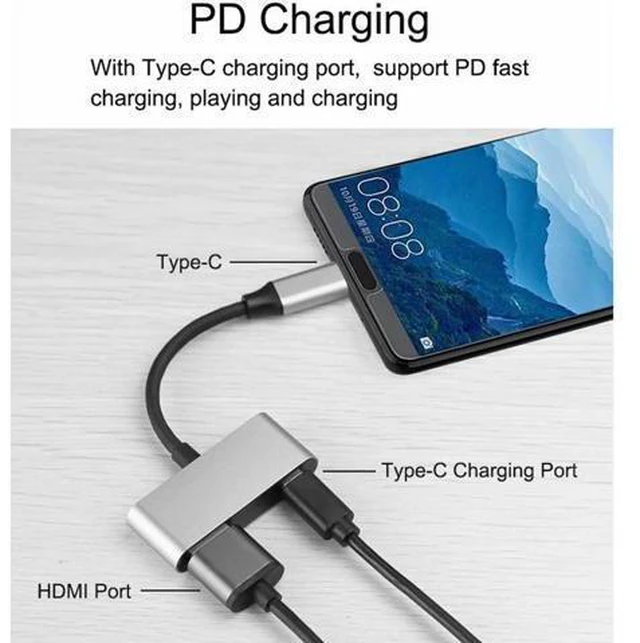 Alt view image 5 of 6 - 2018 Type-C To HDMI Adapter With PD Power Port USB C USB 3.1 To HDMI Converter 4