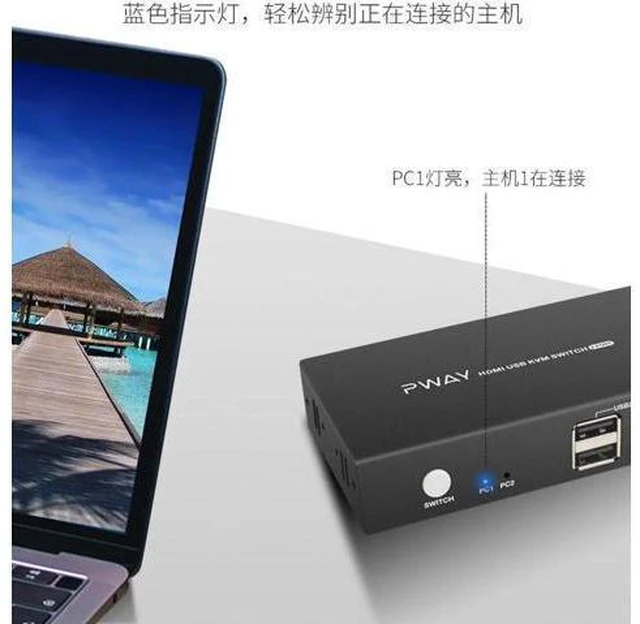 Alt view image 6 of 6 - 2 Computers 4K Kvm Hdmi Switches and Usb 2.0 Switcher 2 in 1 out Switches Displa