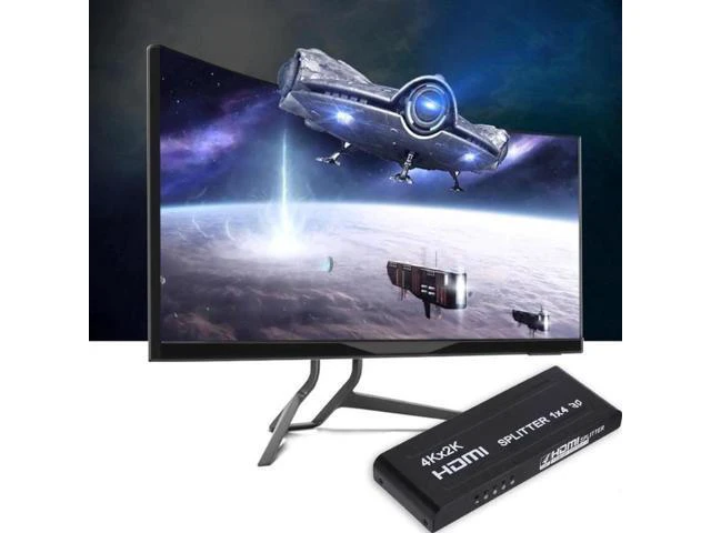 Alt view image 3 of 6 - HDMI Splitter 1X4 1 in 4 out 4 Port 1080P 3D 4KX2K Duplicator Amplifier Switcher