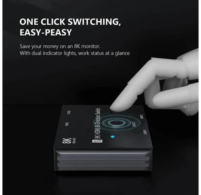 Alt view image 4 of 6 - HDMI-compatible 2.1 Switch Ultra HD 8K@60Hz 4K@120Hz 48Gbps HDR Bi-Directional S