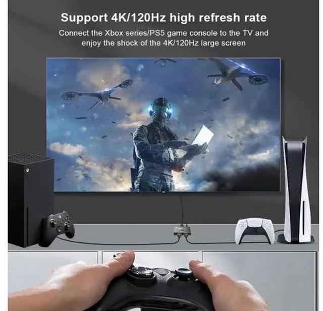 Alt view image 4 of 6 - 8K HDMI-compatible 2.1 Directional Switch Ultra High Speed 48Gbps HD 8K@60Hz 4K@