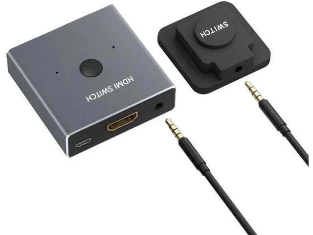 Alt view image 5 of 6 - Switch Adapter Spliter HDMI Switcher 1x2 Mini 1 IN 2 OUT Wire Control HD 2.0 4K