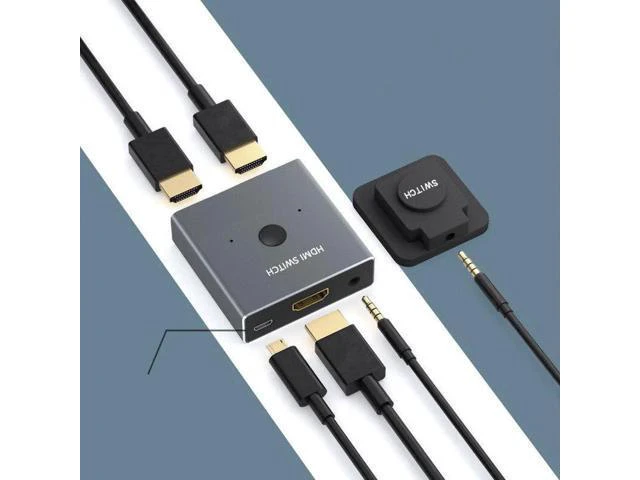 Alt view image 6 of 6 - Switch Adapter Spliter HDMI Switcher 1x2 Mini 1 IN 2 OUT Wire Control HD 2.0 4K