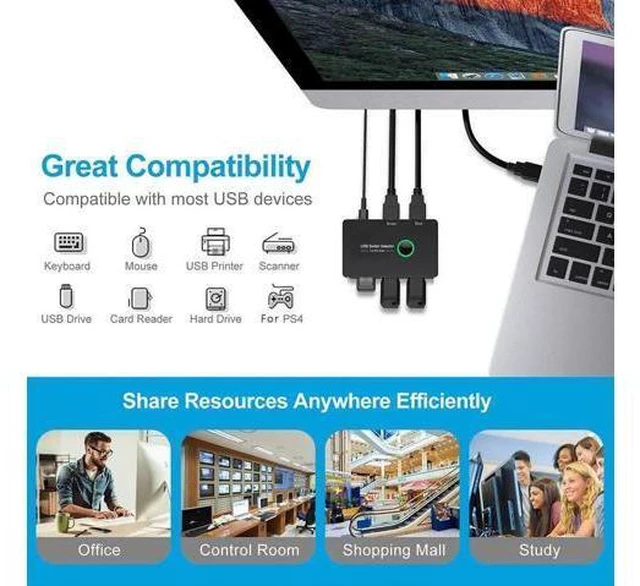 Alt view image 2 of 6 - HDMI-Compatible USB KVM Switch Connector USB 3.0 Switcher 2 PC Sharing 4 Device
