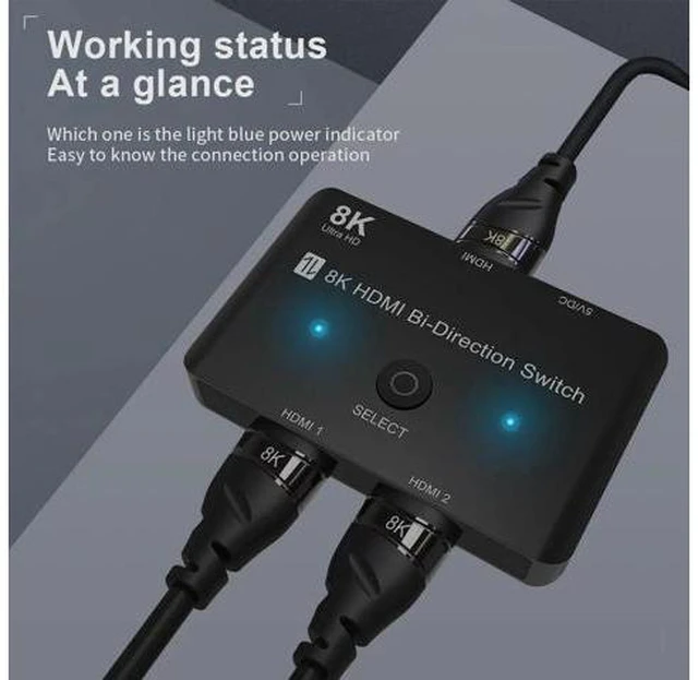 Alt view image 2 of 6 - HD 2.1 HDMI-compatible Bi-Directional Switch Splitter 8K@60Hz 4K@120Hz 1 In 2Out