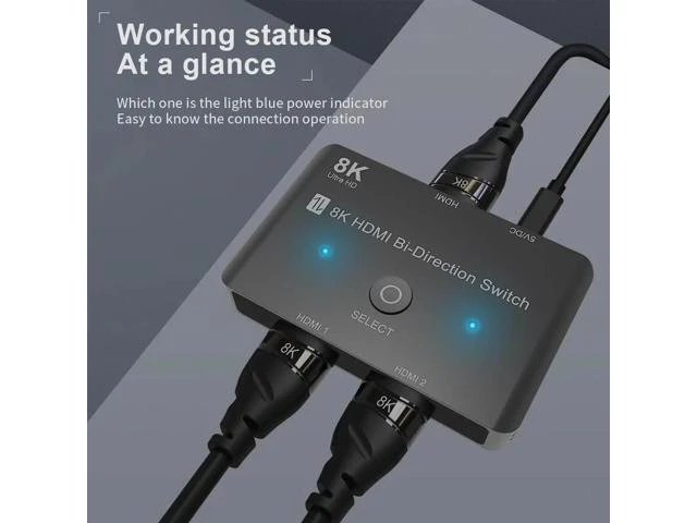 Alt view image 4 of 6 - HDMI-compatible 8K HD 2.1 Bi-Directional Switch 8K@60Hz 4K@120Hz 1in 2 out 2in 1