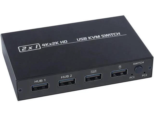 Alt view image 2 of 6 - 4K KVM Switch HDMI-compatible 2 Port Box For Computer Cable Keyboard Mouse share