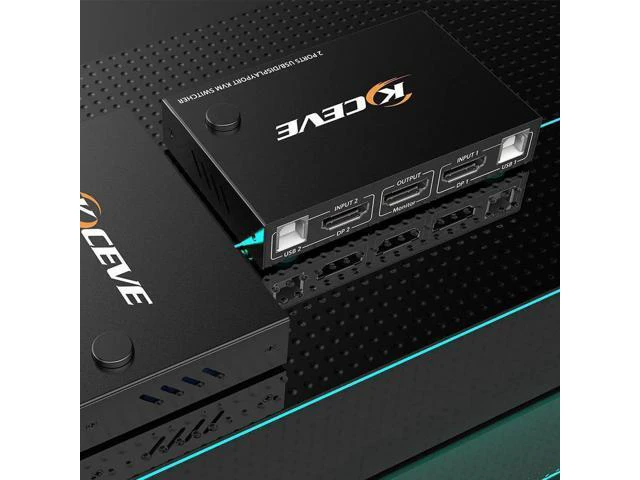 Alt view image 2 of 6 - 2 In 1 Out DP KVM Switch USB PC Dual Monitor HDMI-Compatible Switcher 4K 60Hz Di