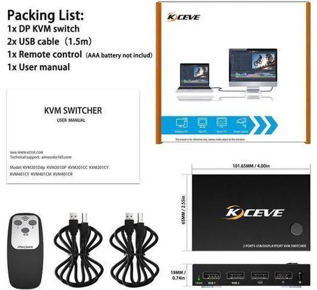 Alt view image 3 of 6 - 2 In 1 Out DP KVM Switch USB PC Dual Monitor HDMI-Compatible Switcher 4K 60Hz Di