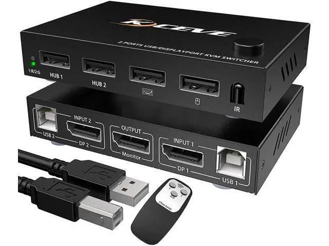 Alt view image 6 of 6 - 2 In 1 Out DP KVM Switch USB PC Dual Monitor HDMI-Compatible Switcher 4K 60Hz Di