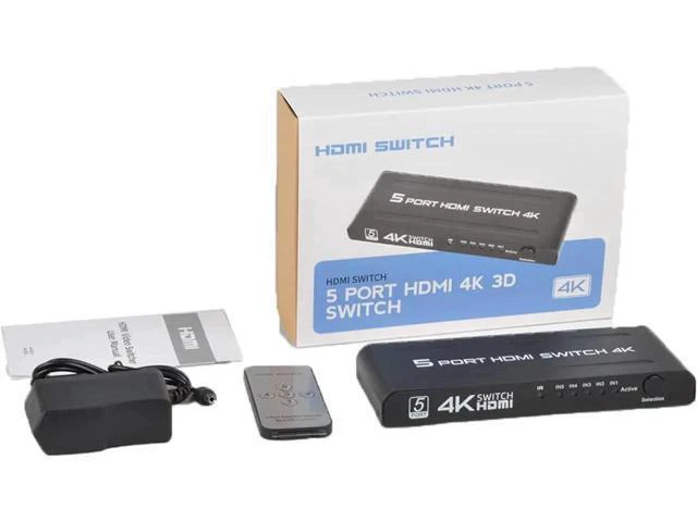 Alt view image 4 of 7 - 5 Ports HDMI Switch with Remote - HDMI Switcher 5 in 1 Out, HDMI Switcher 4K, 5