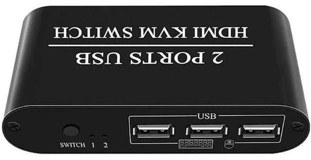 Alt view image 2 of 6 - 4K HDMI-compatible KVM Switch 2-Port USB Manual Switcher Box Keyboard Mouse QW