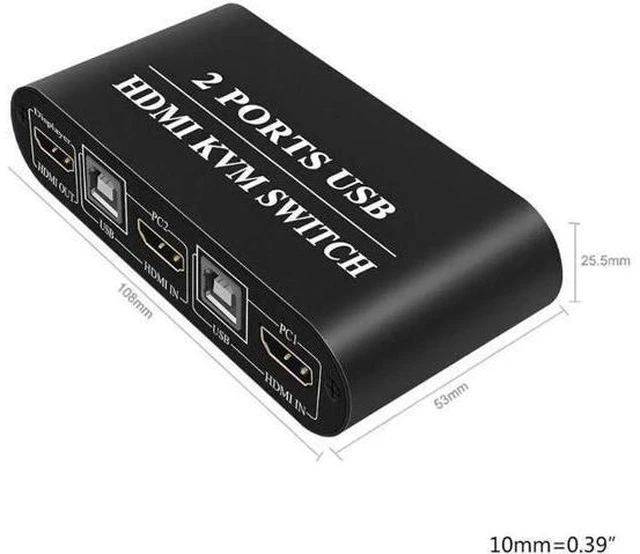 Main image of 4K HDMI-compatible KVM Switch 2-Port USB Manual Switcher Box Keyboard Mouse QW