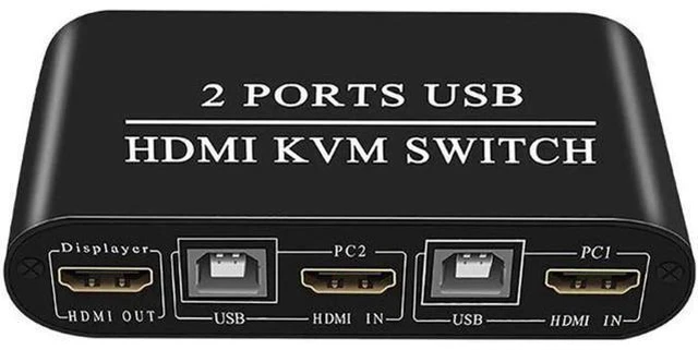 Alt view image 6 of 6 - 4K HDMI-compatible KVM Switch 2-Port USB Manual Switcher Box Keyboard Mouse QW