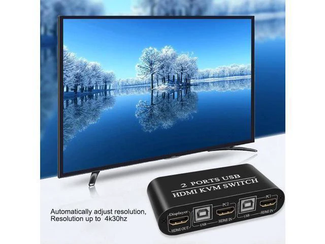 Alt view image 2 of 5 - 4K High Definition HDMI KVM Switch 2-Port USB Manual Switcher Box Keyboard Mouse