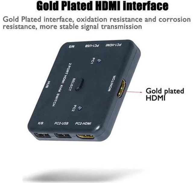 Alt view image 2 of 6 - 4K x 2K 3D HDMI-compatible KVM USB 2.0 Keyboard Mouse Printer Monitor Host HDTV