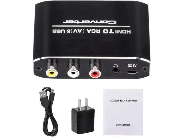 Alt view image 4 of 6 - HDMI to RCA Converter, 1080P HDMI to AV 3RCA CVBs Composite Video 3.5mm Aux Audi