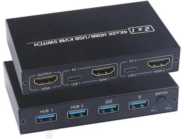 Main image of 4K KVM Switch HDMI-compatible 2 Port Box USB for Shared Monitor Keyboard and Mou