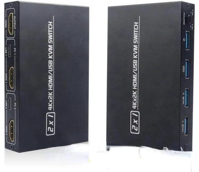 Alt view image 4 of 4 - 4K KVM Switch HDMI-compatible 2 Port Box USB for Shared Monitor Keyboard and Mou