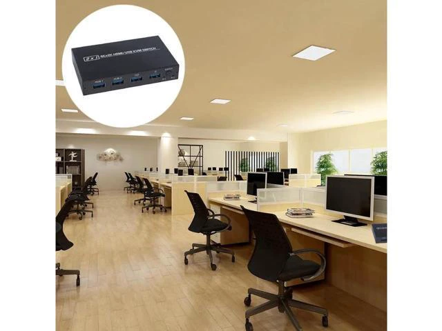 Alt view image 2 of 7 - 4K@30HZ USB HDMI KVM Switcher USB 2.0 Switch Splitter For 2 PC Sharing 4 Keyboar