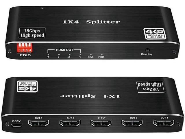 Alt view image 3 of 7 - 4K@60hz HDR HDMI 2.0 Splitter 1 In 4 Out HD Transmission EDID Management Support