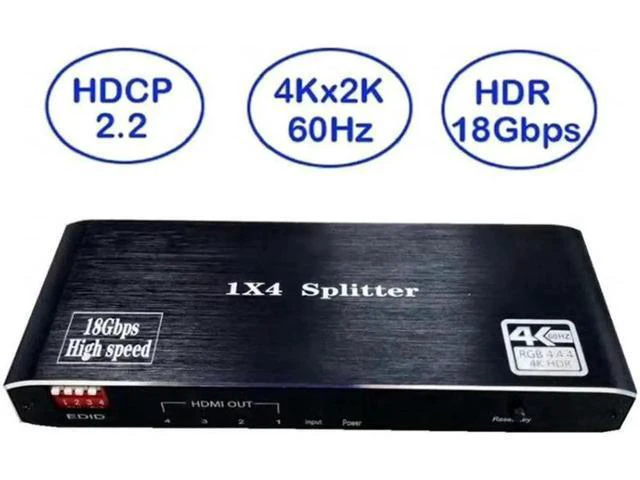 Alt view image 4 of 7 - 4K@60hz HDR HDMI 2.0 Splitter 1 In 4 Out HD Transmission EDID Management Support