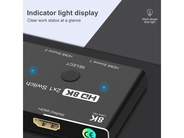 Alt view image 2 of 5 - HDMI-compatible 2.1 2 in 1 out Ultra speed 48Gbps 8K@60Hz 4K@120Hz Switch adapte