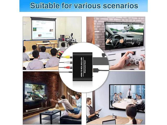Alt view image 3 of 7 - HDMI to RCA Converter, Aluminum 1080P HDMI to AV 3RCA CVBS Composite Adapter wit