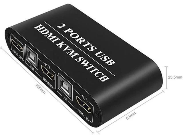 Alt view image 6 of 6 - HDMI Switch 2 IN 1 OUT 4K 2 Ports USB with 3 USB 2.0 Ports for 2 Computers Share
